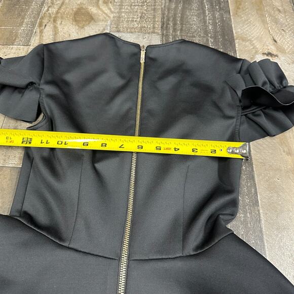 Ted Baker Black Cold Shoulder LBD w/ Ruffle Pockets and Sleeves, Size 0 - Picture 8 of 16